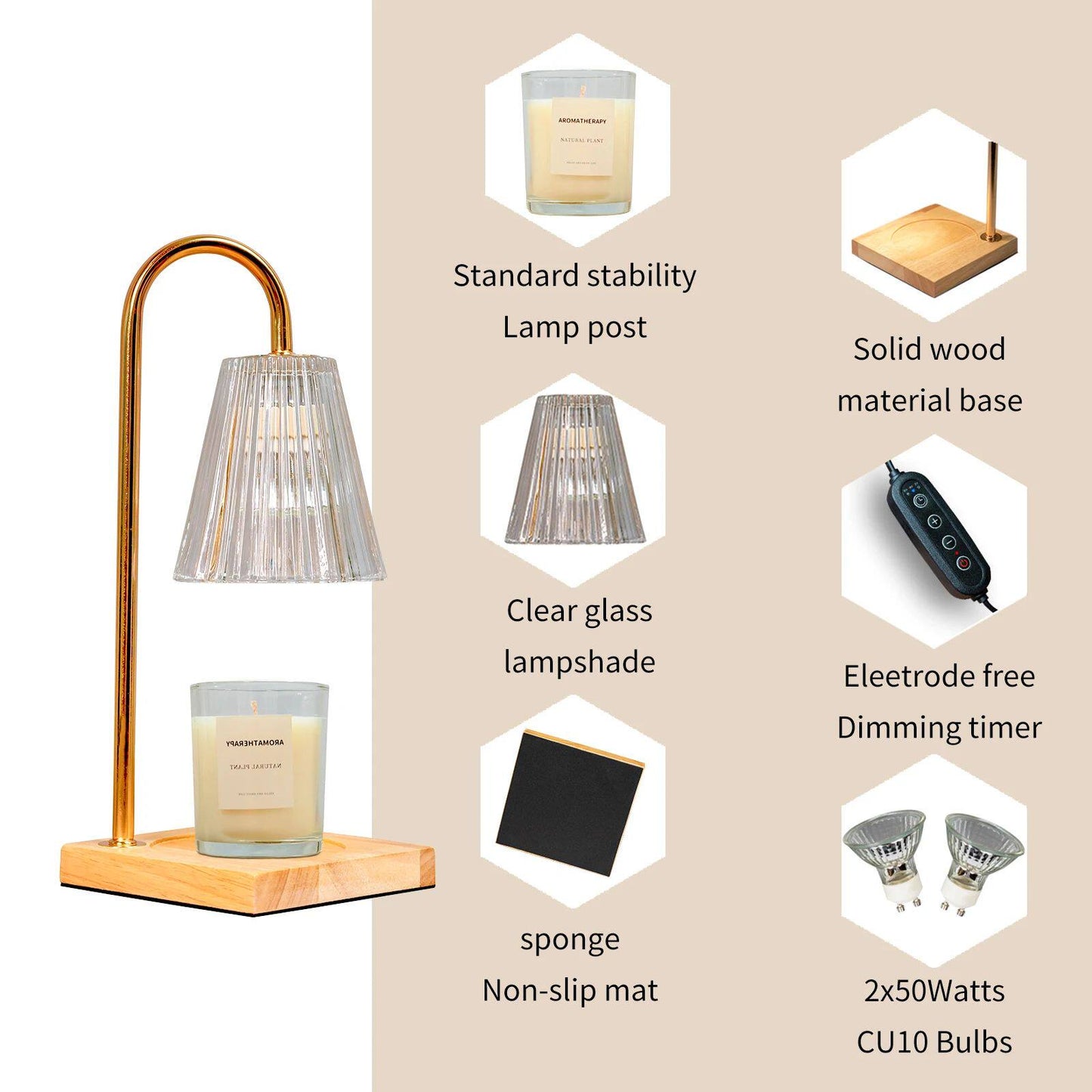 CozyGlow™ Candle Warmer Lamp with Timer & Dimmer